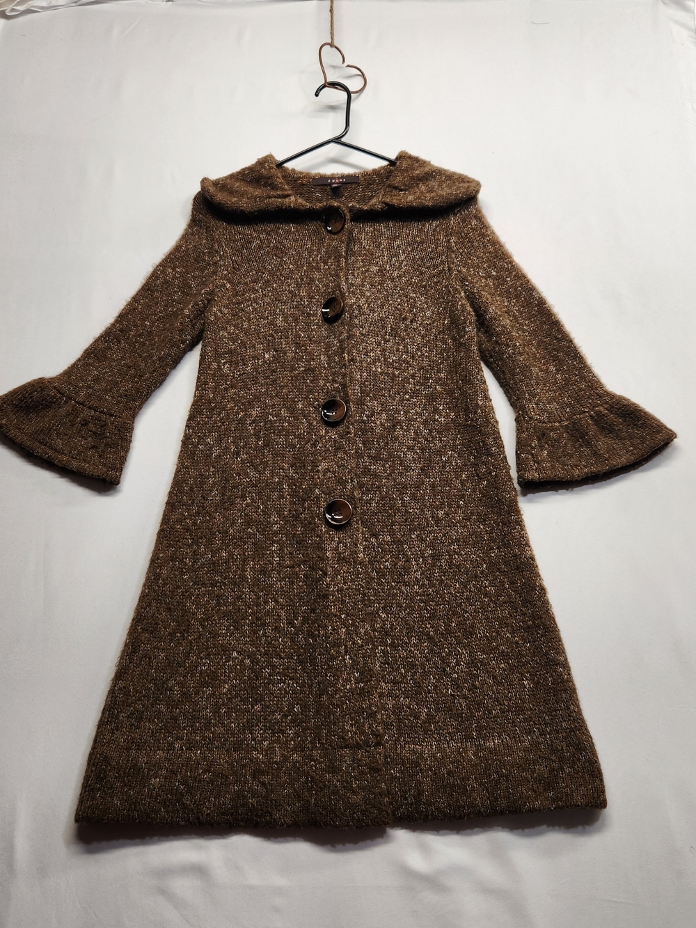 ⭐️Fever Fall Cozy Boho Marled Tweed Bell Sleeve Sweater Cardigan Large
